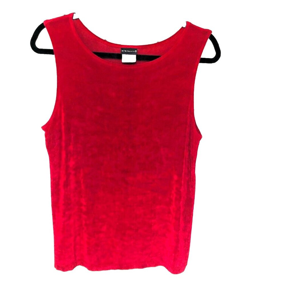 CITIKNITS Cranberry Red Slinky Travel Knit Tank‎ Top Women's M Wrinkle Resistant